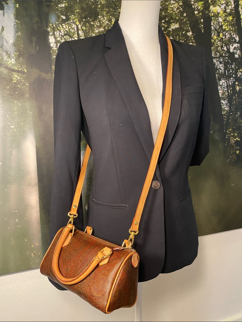 Vintage 1993 ETRO Milano Red Paisley Mini Boston 20 Bag - Picture 3 of 16